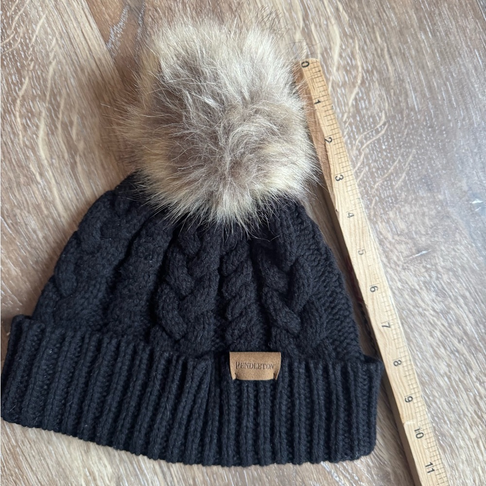 Pendleton Classic Black Wool Winter Hat Cable Kni… - image 2